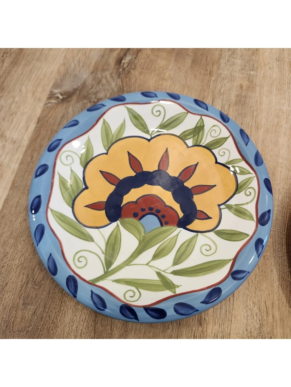 Pier 1 Hand Painted Earthenware 8.25” Salad/Dessert Plates, Set of 2, Floral